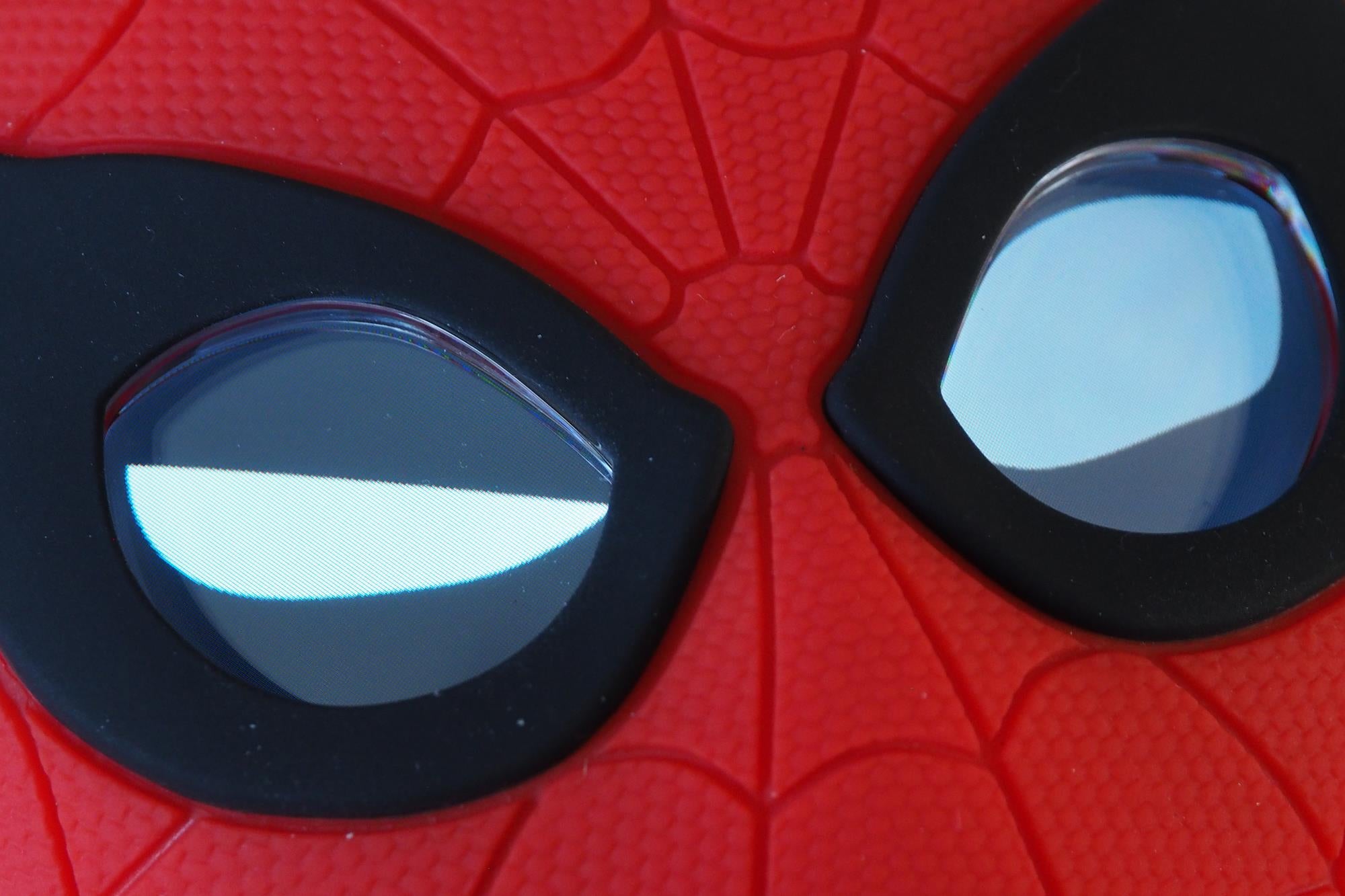 Close-up of Sphero Spider-Man interactive toy's eyes.