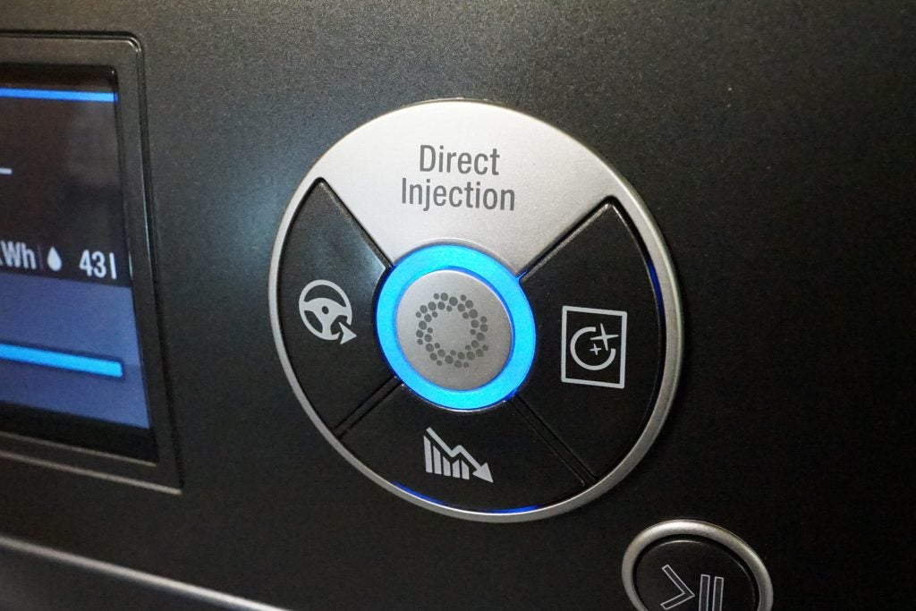 Close-up of Hotpoint washing machine's Direct Injection feature.