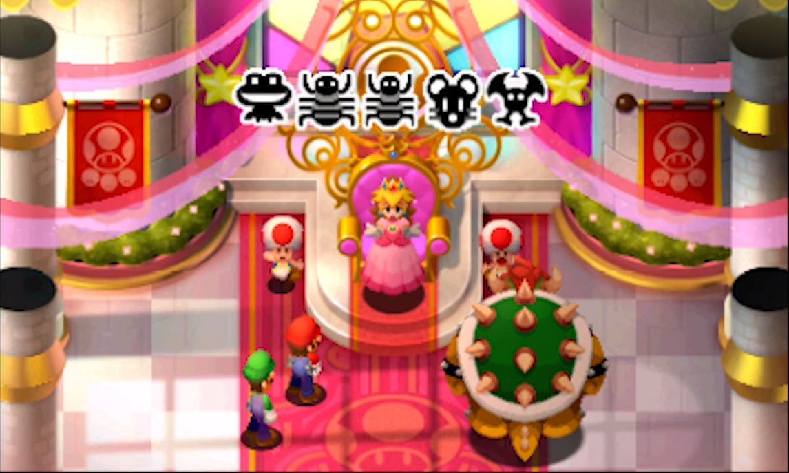Screenshot of Mario & Luigi with Princess Peach in-game.