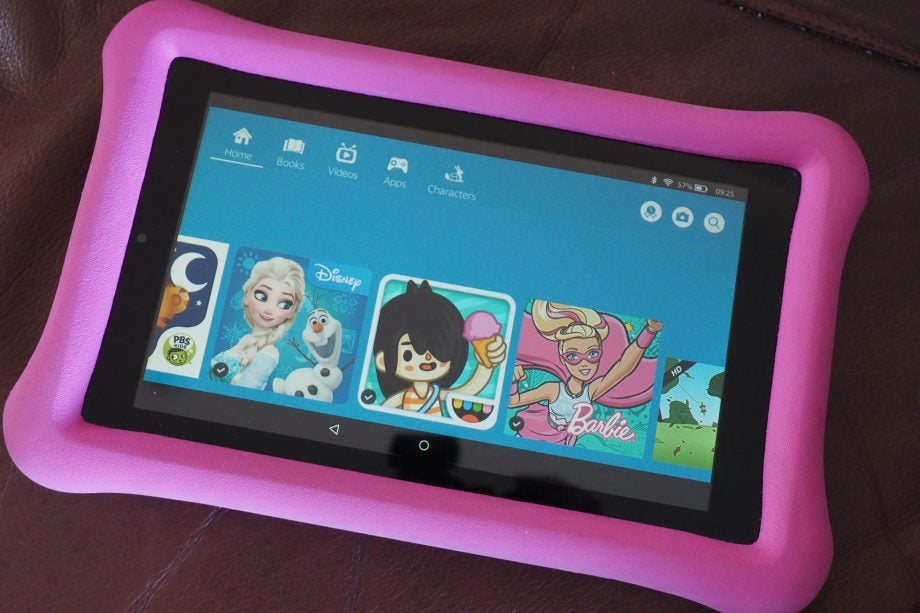 Amazon Fire 7 Kids Edition tablet with pink case.