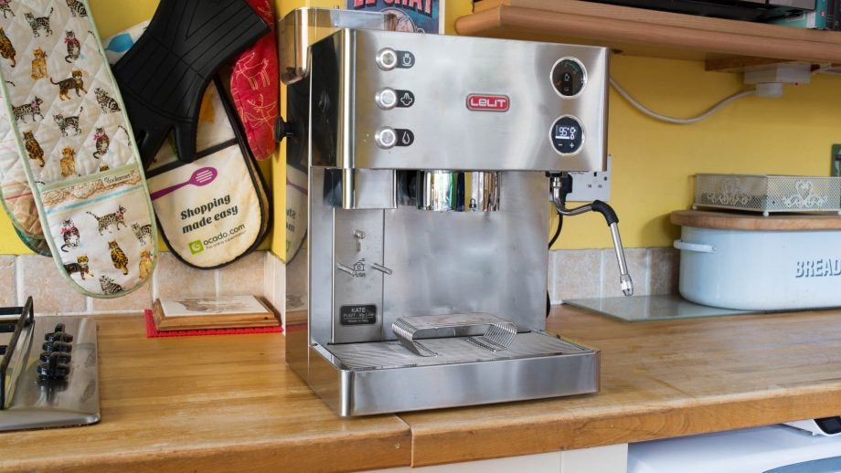 Lelit Kate espresso machine on a kitchen counter.
