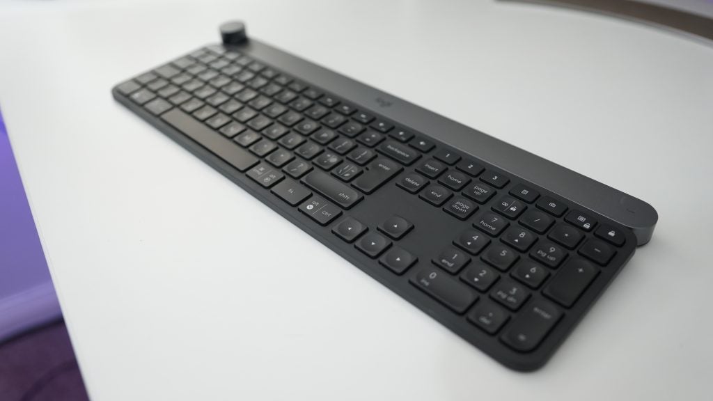 Logitech Craft wireless keyboard on a white desk