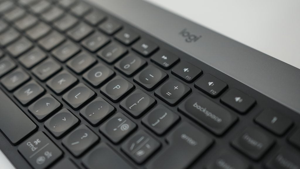 Close-up of Logitech Craft wireless keyboard keys.
