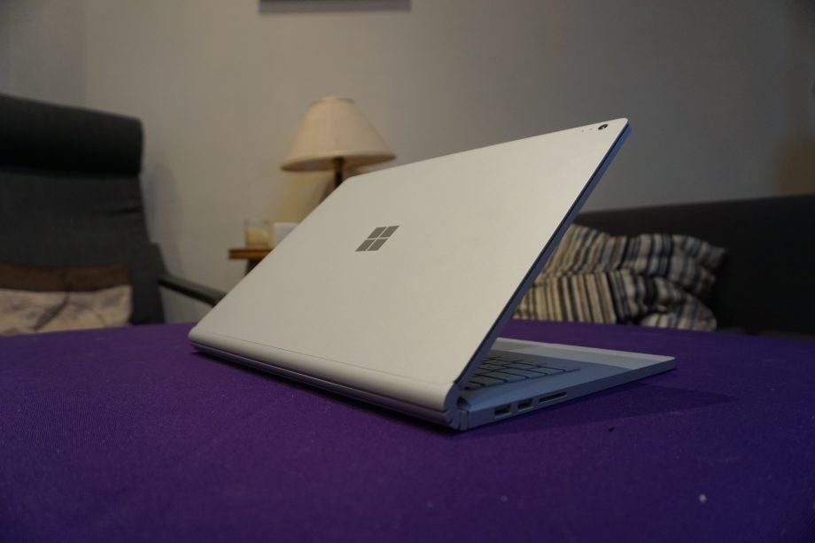 Side view of Microsoft Surface Book 2 on a table.