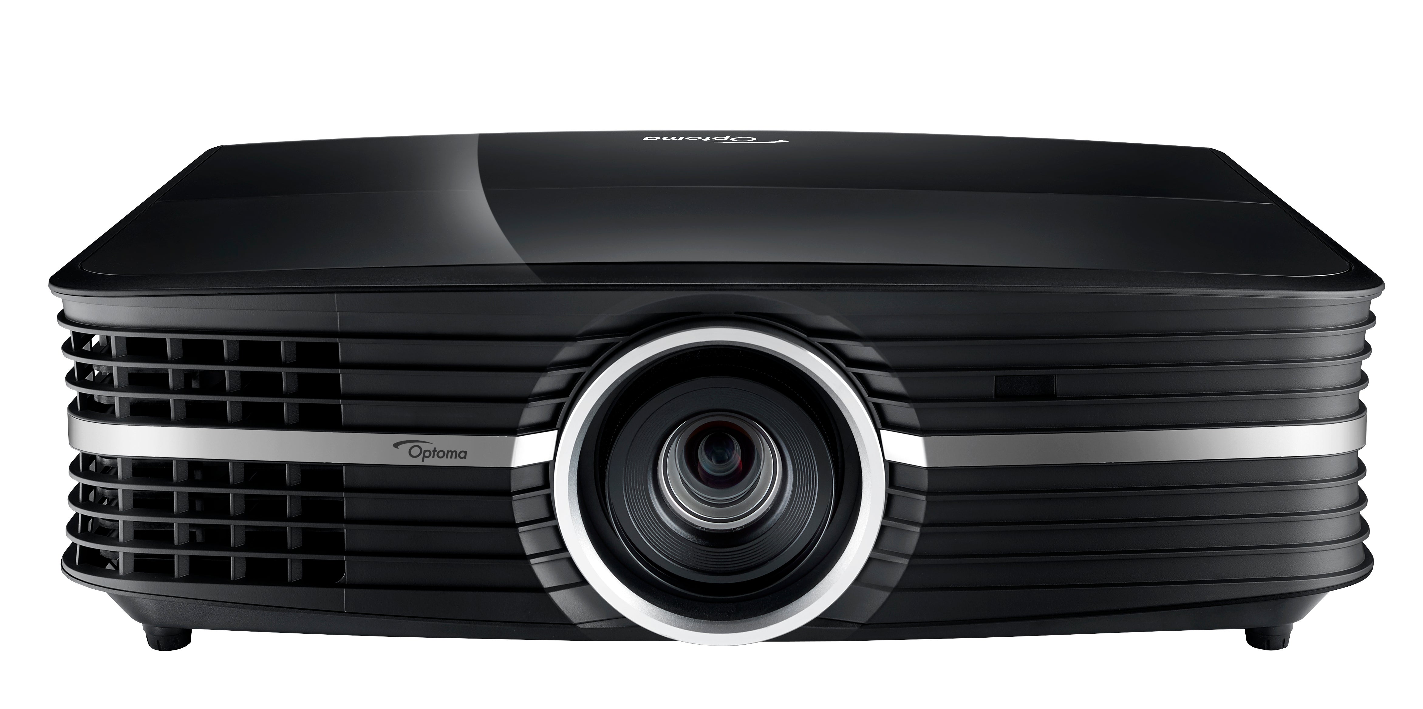 Optoma UHD65 4K projector front view on white background.