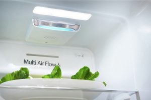 Interior view of Hisense fridge with Multi Air Flow feature.
