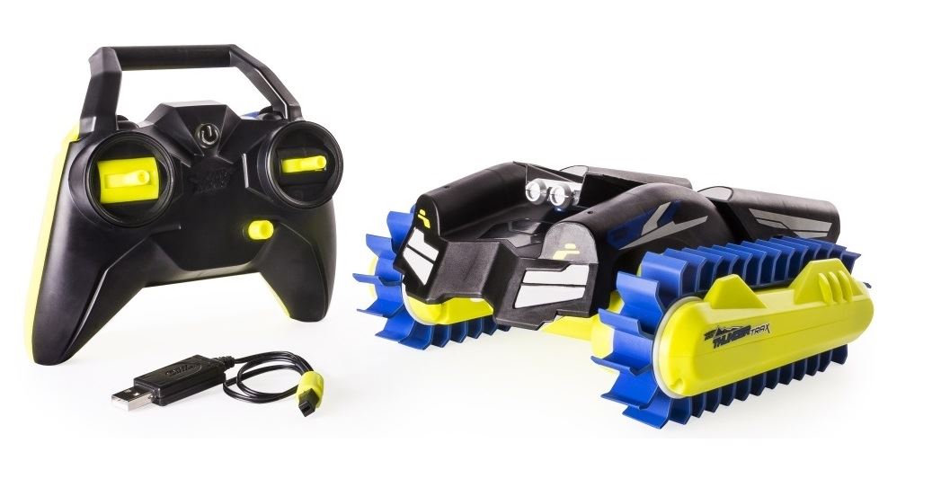 Air Hogs Thunder Trax RC vehicle with controller and USB cable.