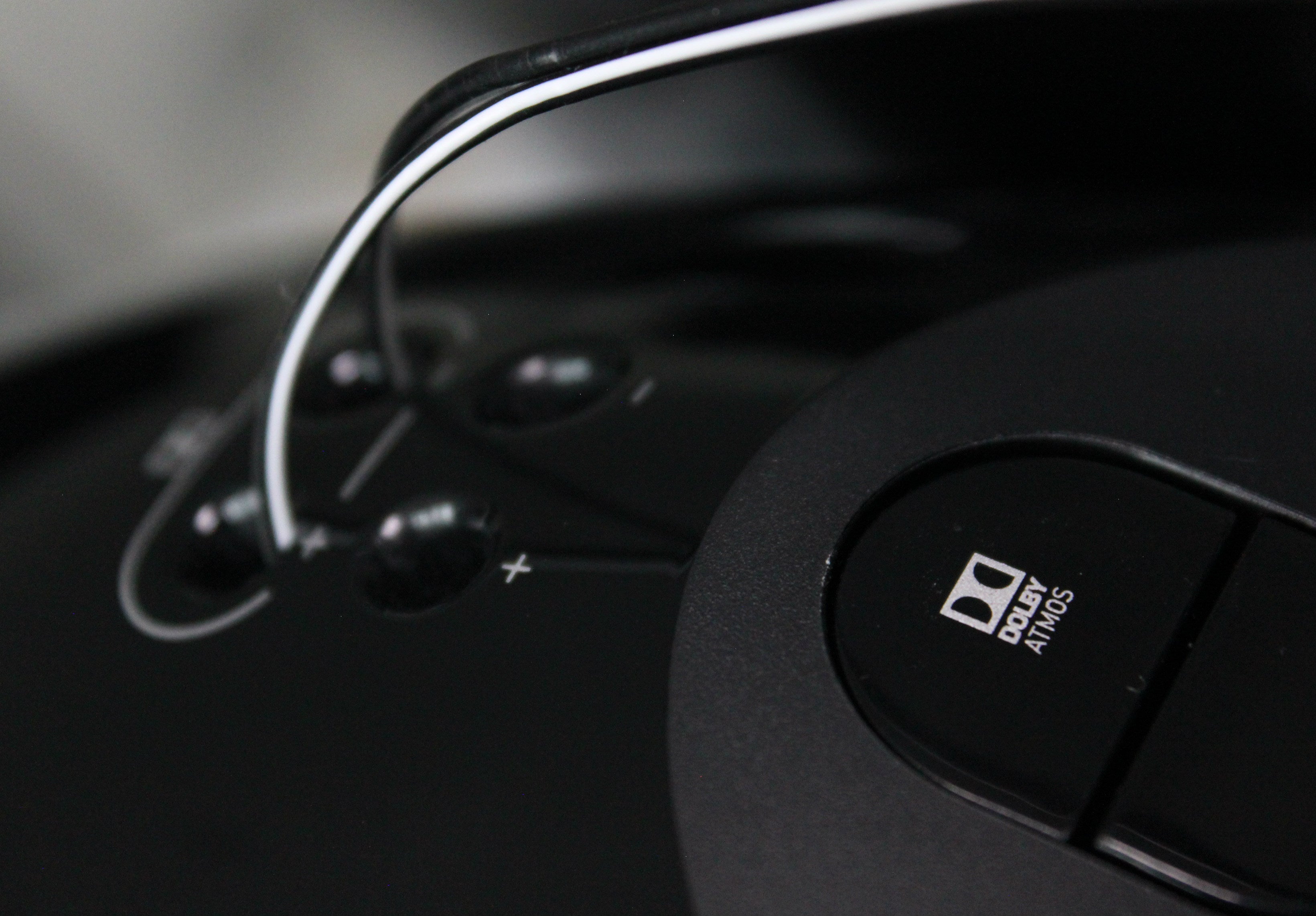 Close-up of Focal Sib Evo speaker with Dolby Atmos logo.