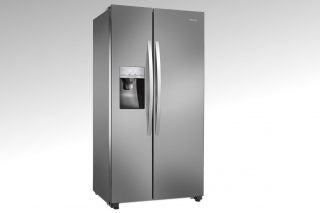Hisense RS696N4II1 stainless steel fridge-freezer with water dispenser.
