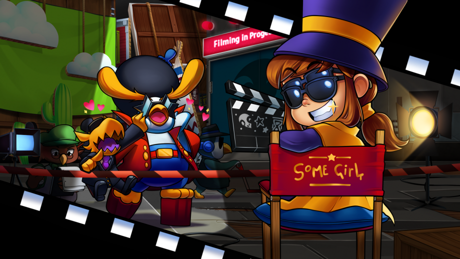 A Hat in Time characters on a movie set illustration.