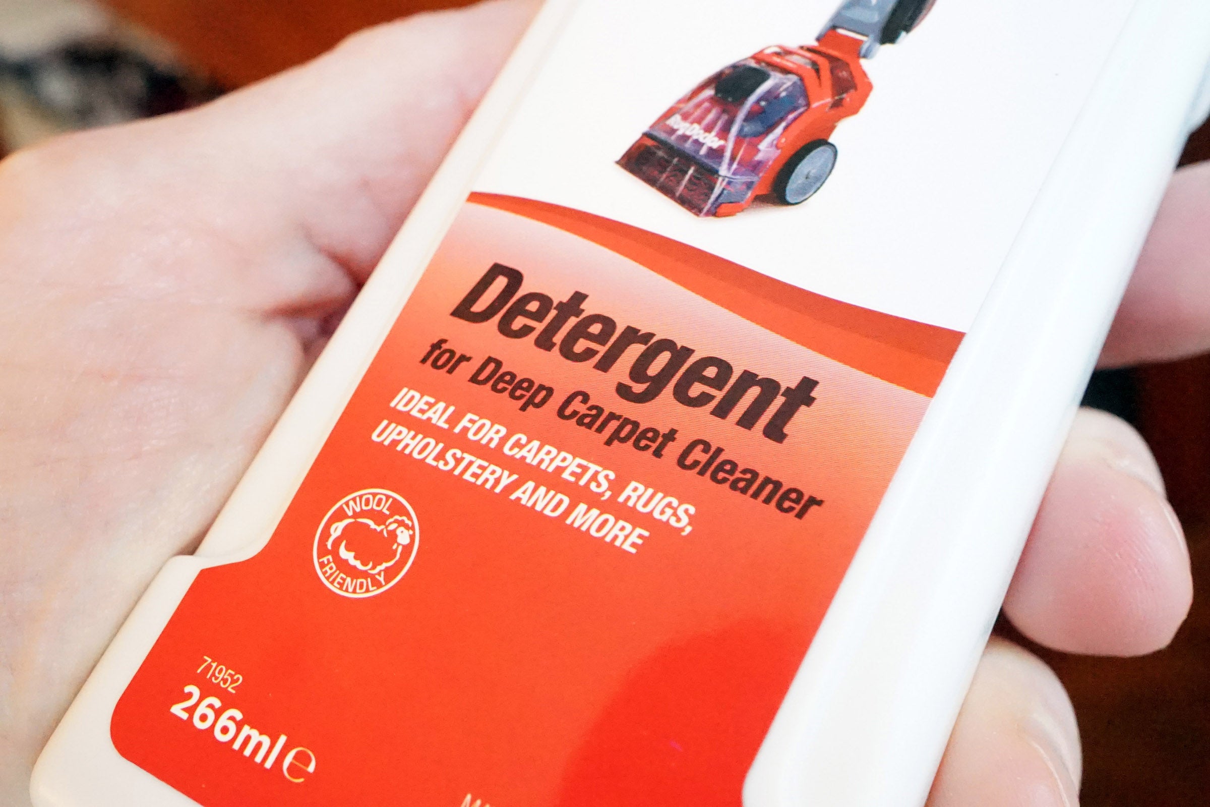 Rug Doctor detergent bottle for deep carpet cleaner.