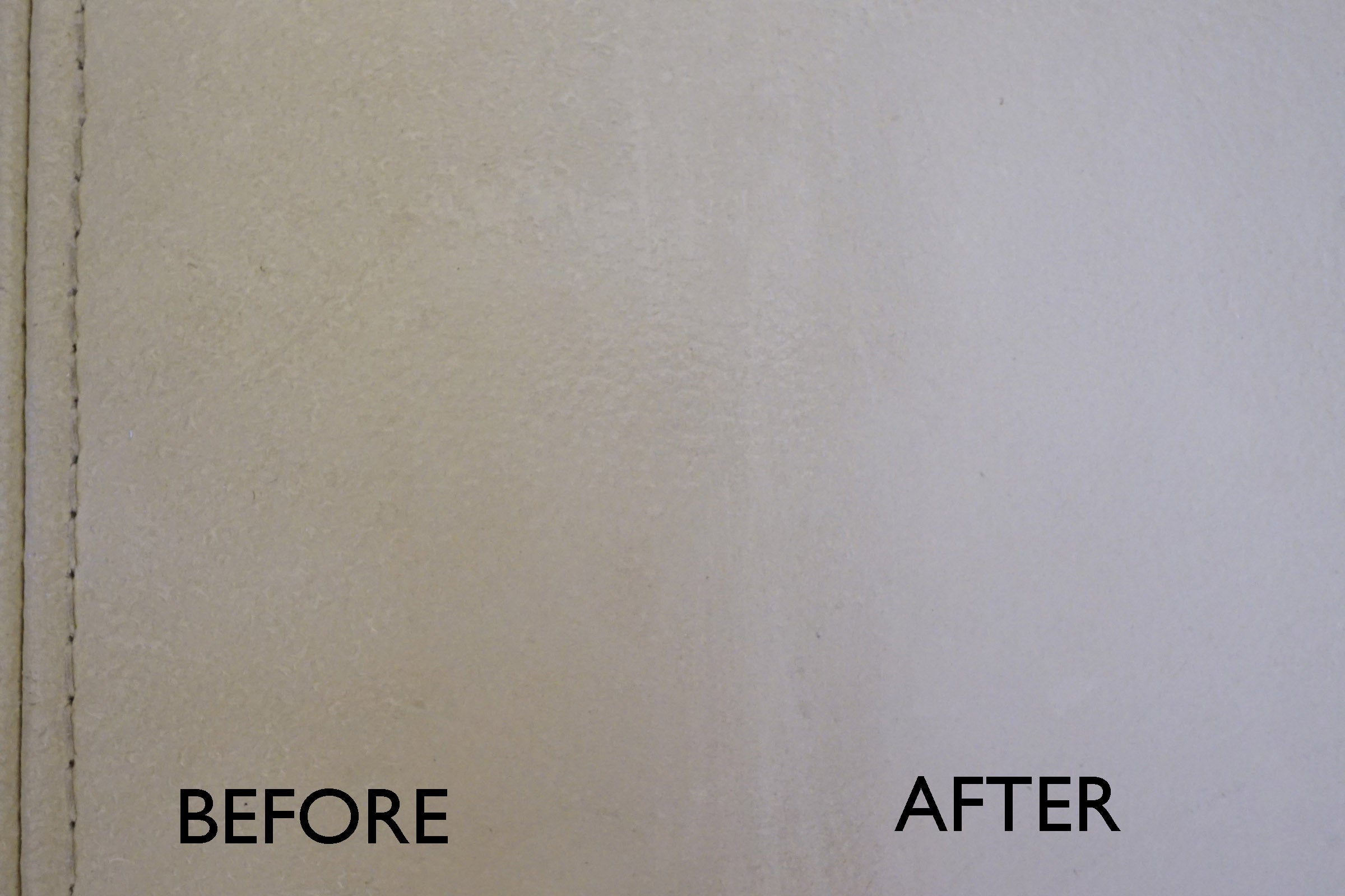 Carpet cleaning results before and after using Rug Doctor.