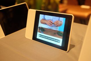Lenovo Smart Display showing cooking tutorial video.