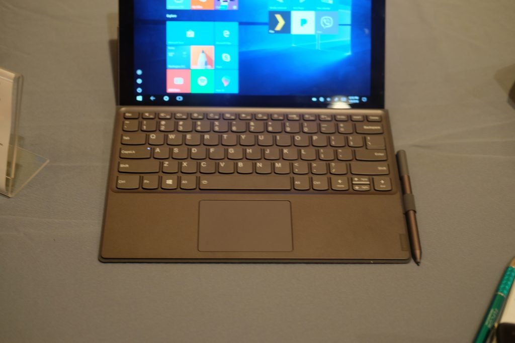 Lenovo Miix 630 laptop with detachable keyboard and stylus.
