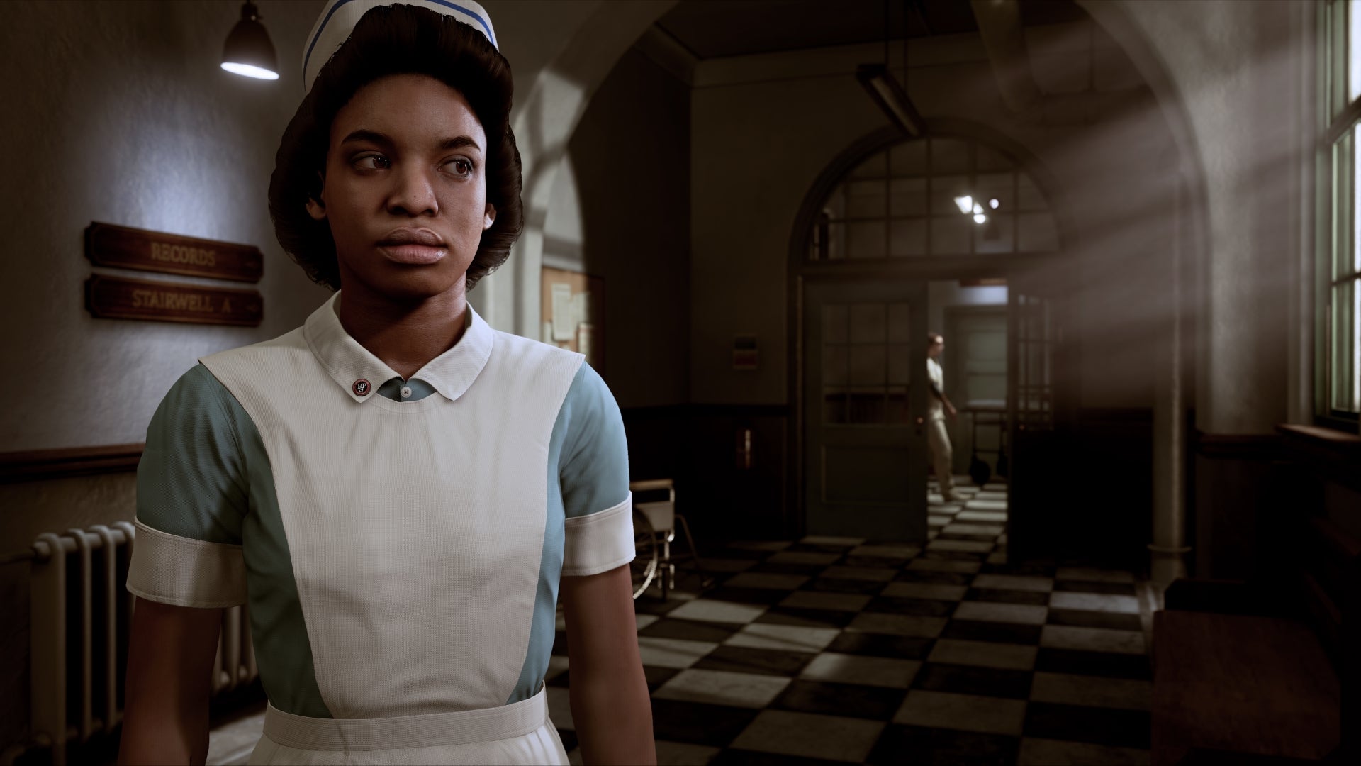 Screenshot of a nurse character in 
