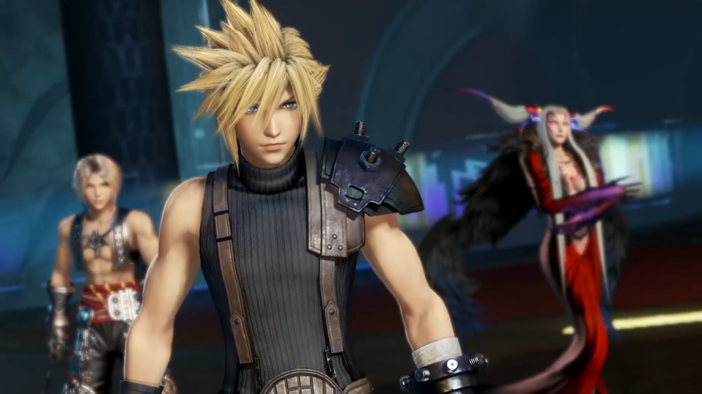 Screenshot from Dissidia Final Fantasy NT featuring three characters.