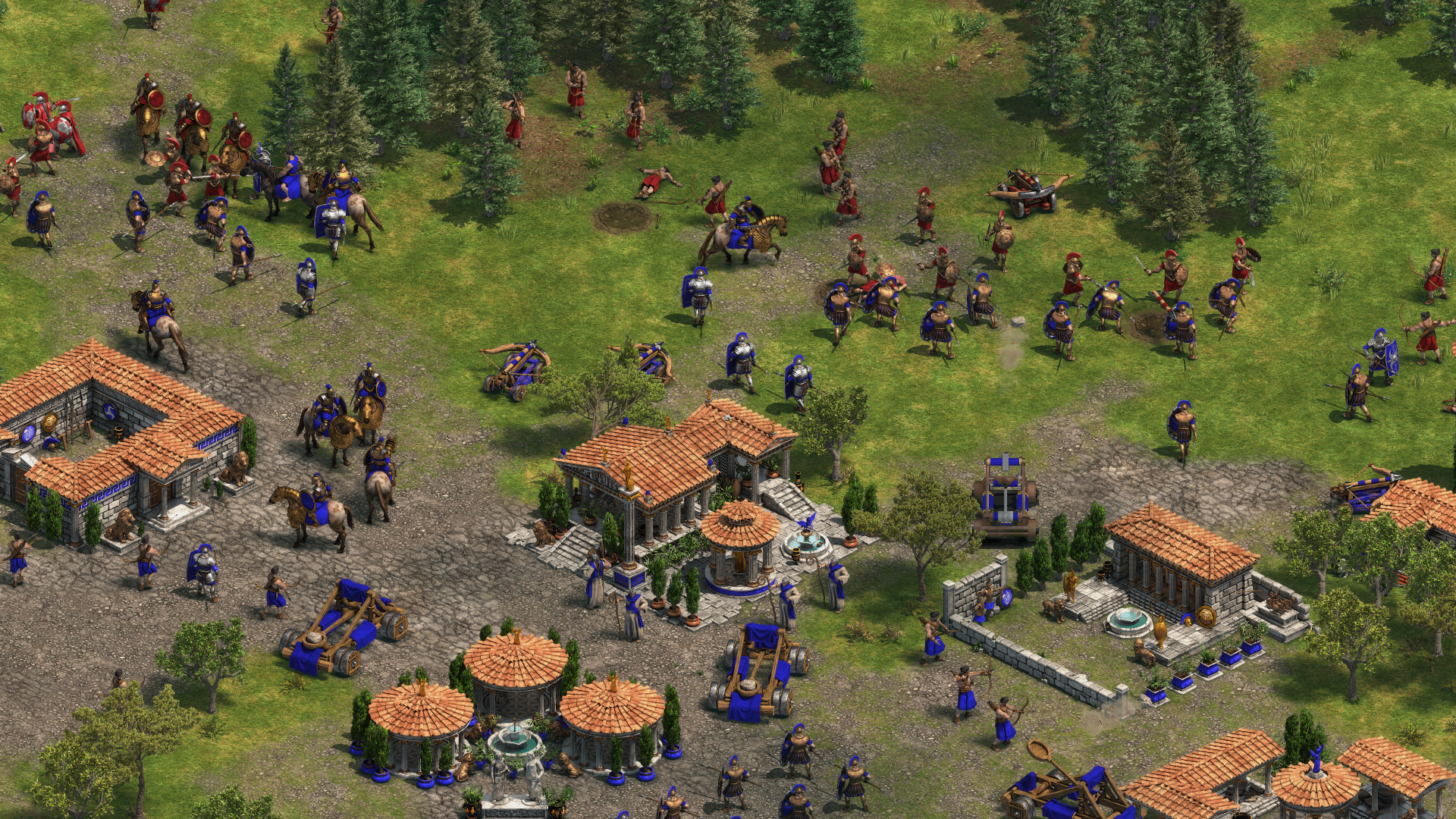 Screenshot of Age of Empires game with battling units.