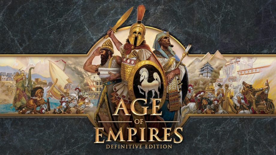 Age of Empires: Definitive Edition cover art with warriors.