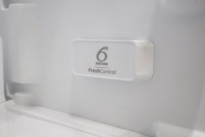 Whirlpool refrigerator with 6th Sense FreshControl feature.