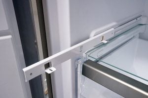 Close-up of Whirlpool freezer interior shelf detail