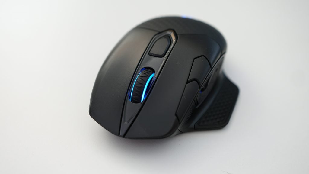 Corsair Dark Core RGB SE wireless gaming mouse on white background.