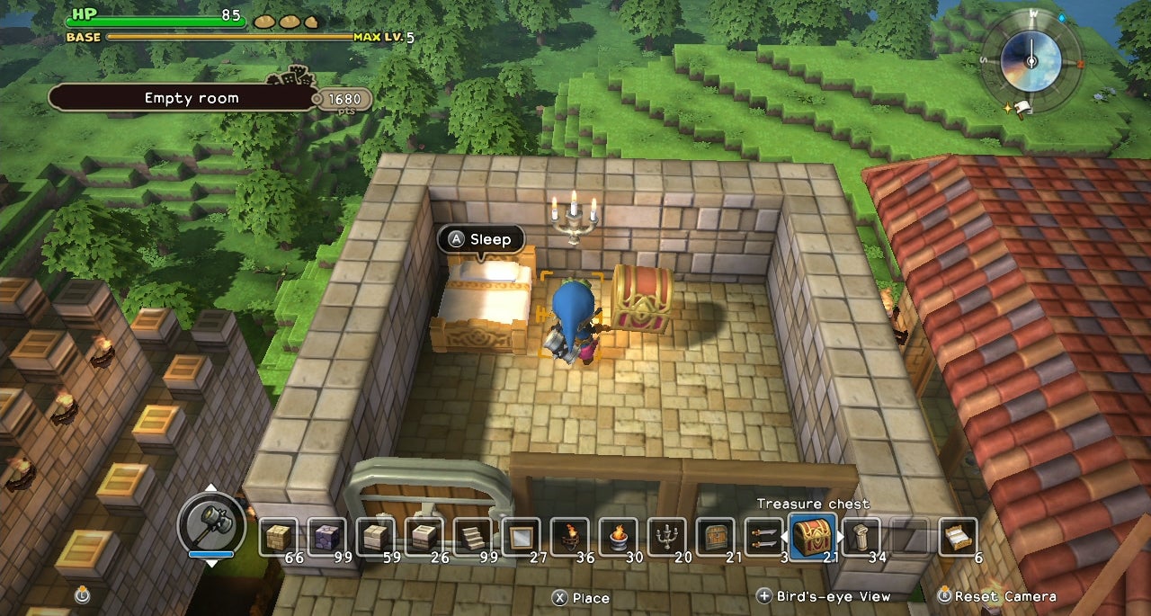 Screenshot of Dragon Quest Builders gameplay inside a room.