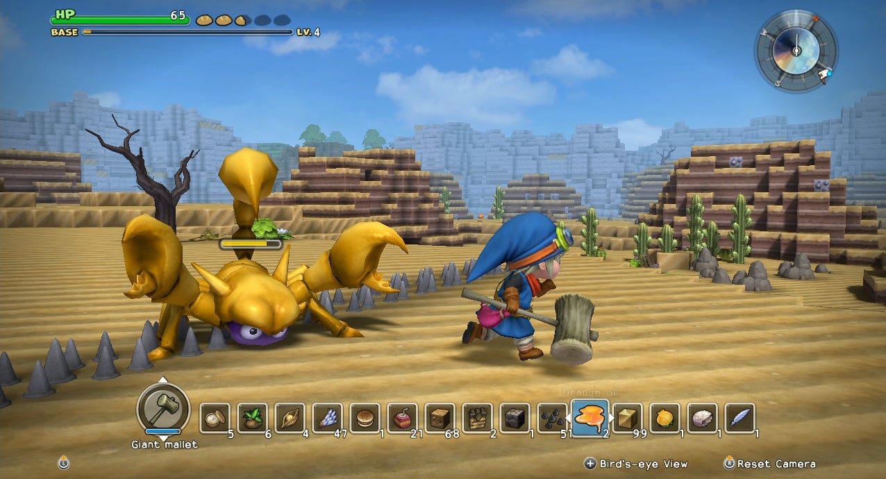 Dragon Quest Builders gameplay screenshot with character and enemy.