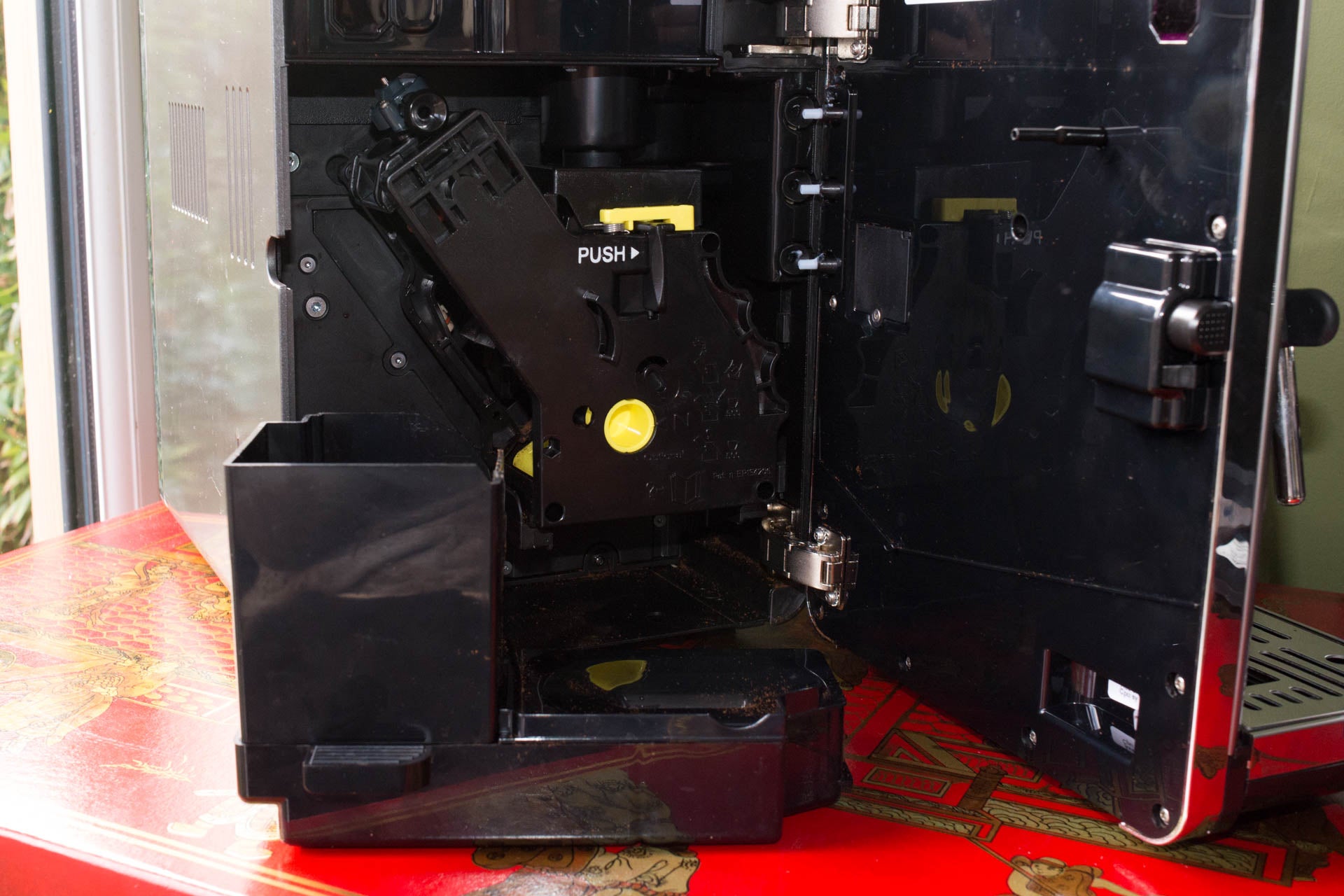 Interior view of Gaggia Babila espresso machine for maintenance.