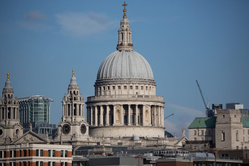 Close-up photo of St. Paul's Cathedral taken with Tamron lens.