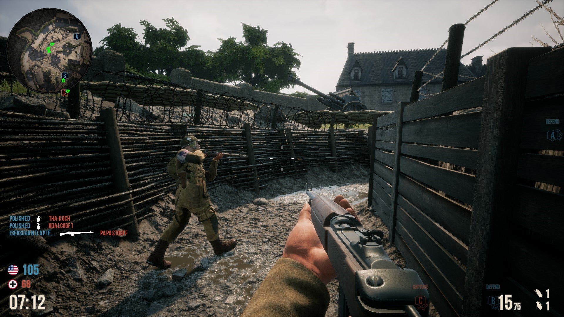 First-person view in a Battalion 1944 game match.