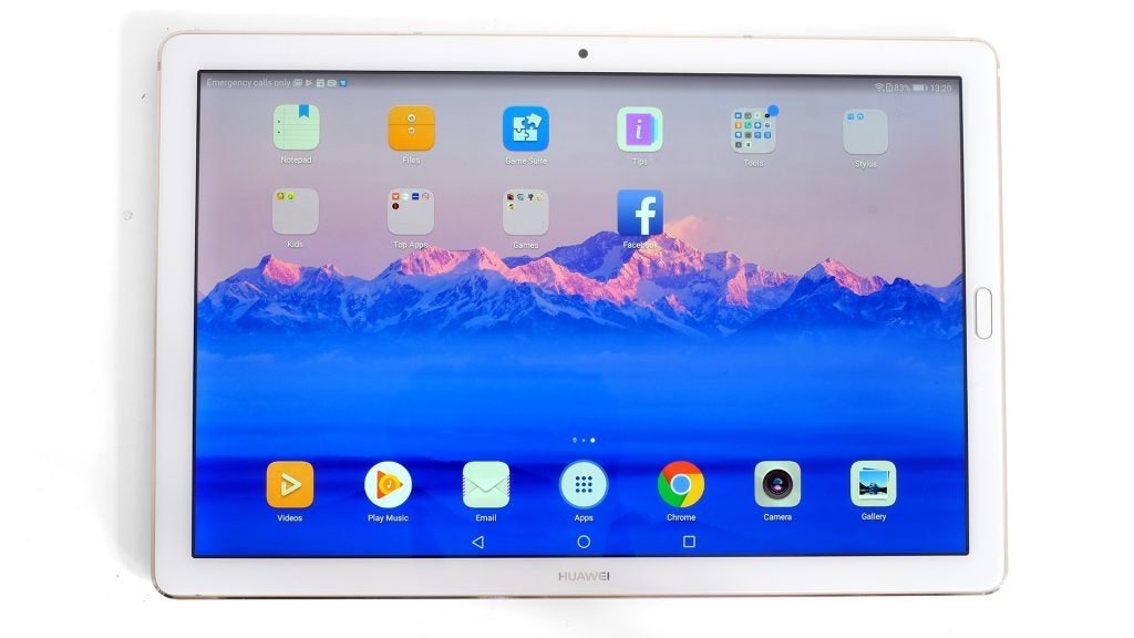 Huawei MediaPad M5 Pro tablet displaying home screen icons.