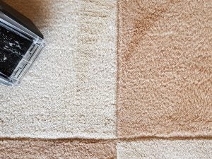 Carpet before and after using Bissell Stain Eraser.