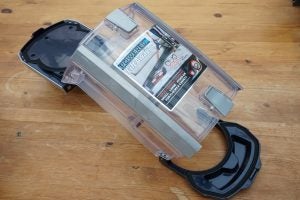 Shark DuoClean Lift-Away vacuum's detachable dust canister.