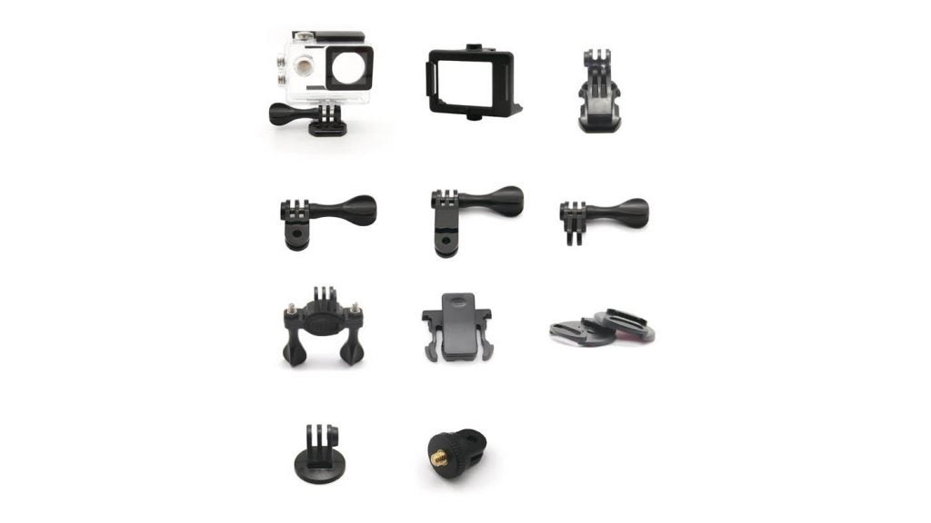 GoXtreme Endurance action camera with various mounts and accessories.