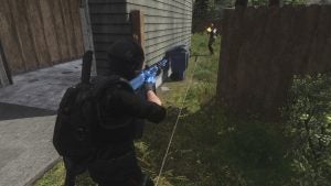 In-game screenshot of H1Z1 player shooting at enemy.
