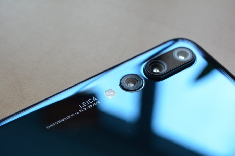 Close-up of Huawei P20 Pro's Leica triple cameras.
