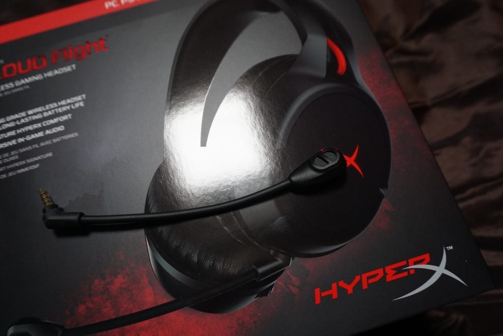 HyperX Cloud Flight wireless gaming headset with detachable microphone.