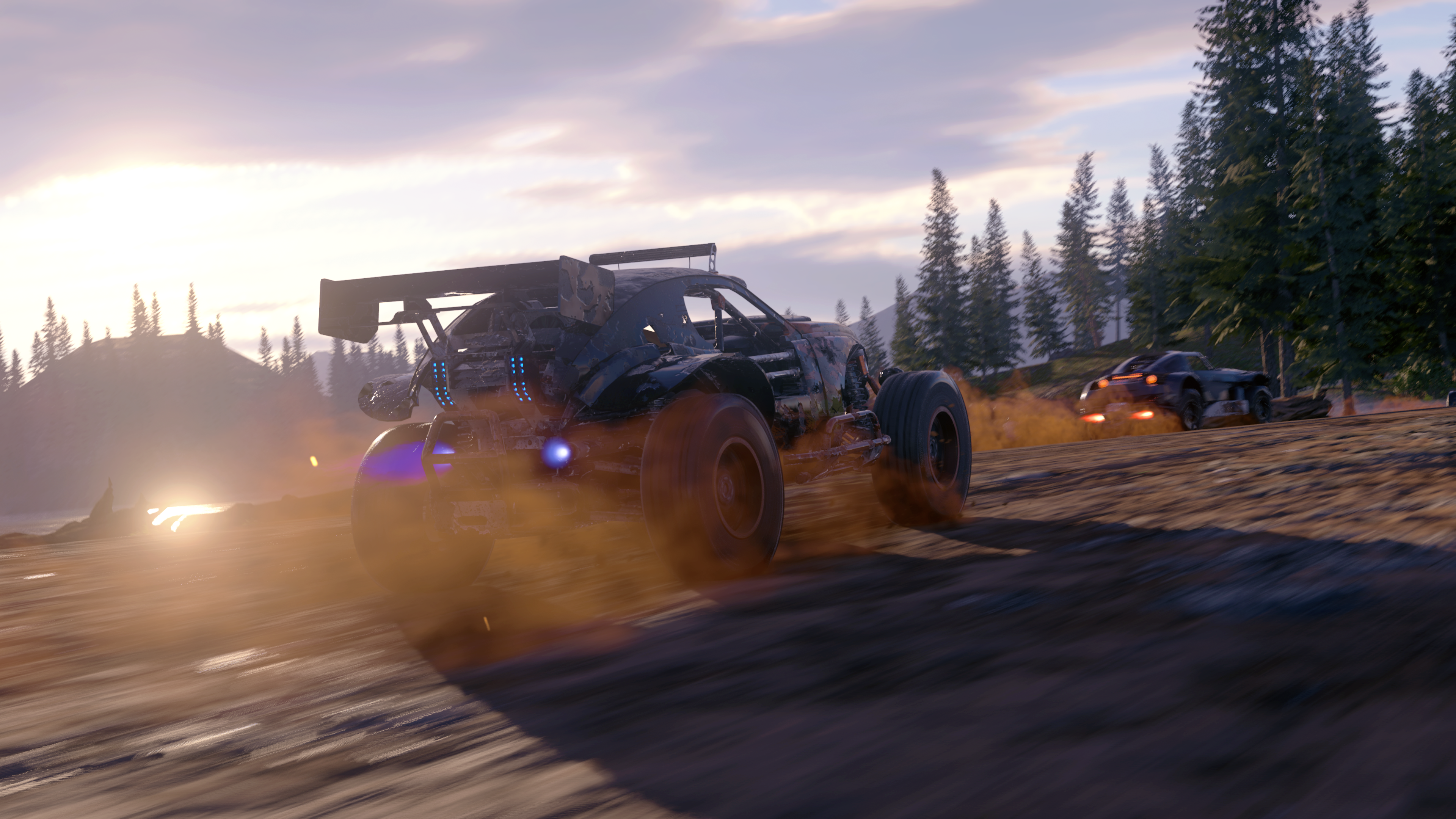 Racing cars in action in ONRUSH game.