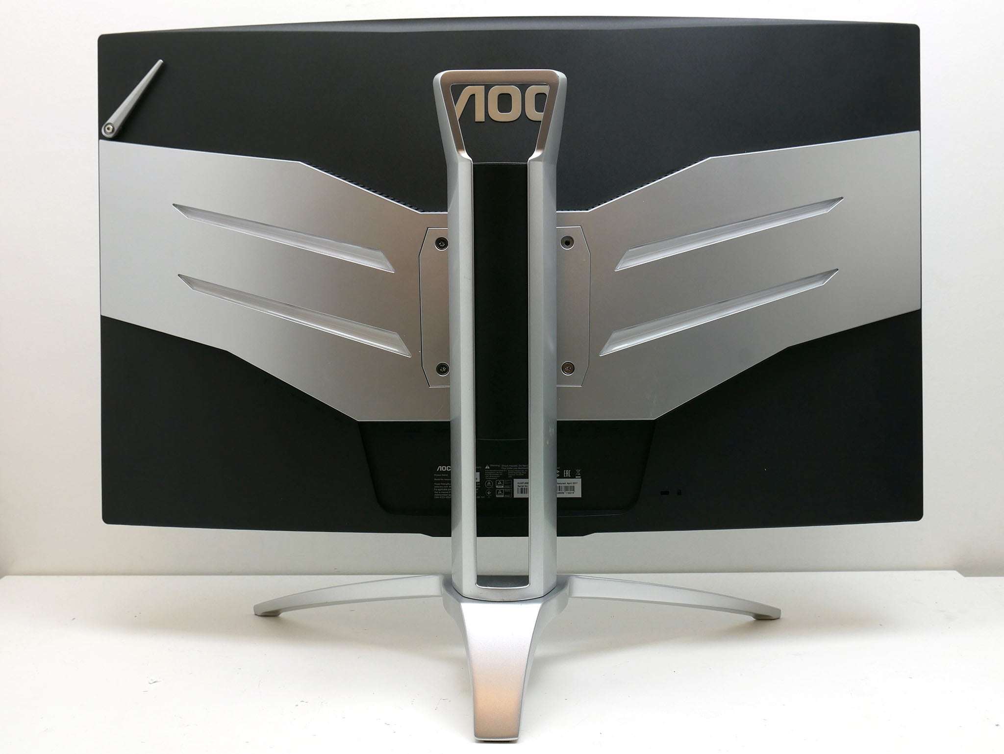 AOC AG322QCX gaming monitor back view showing stand design.