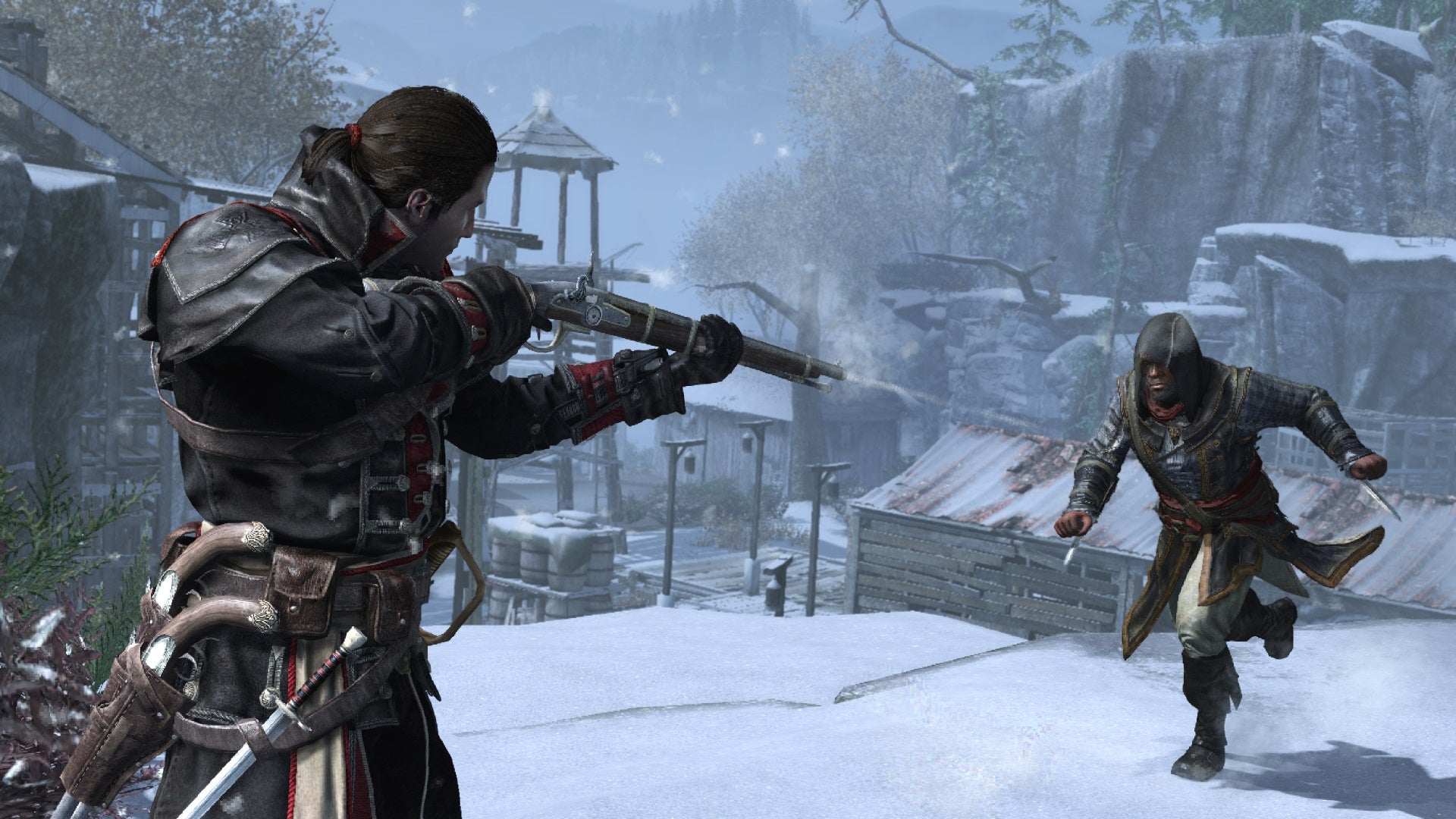 Assassin's Creed: Rogue Remastered gameplay screenshot with two characters.