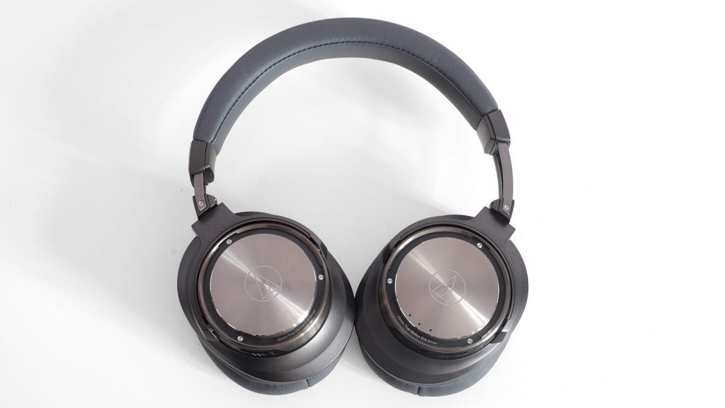 Audio-Technica ATH-DSR9BT wireless headphones on white background.