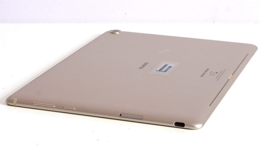 Huawei MediaPad M5 Pro tablet rear view on white background.