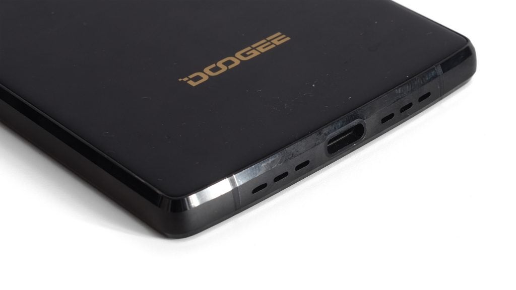 Close-up of Doogee Mix 2 smartphone corner with ports