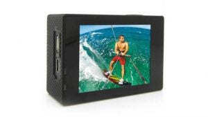 GoXtreme Vision 4K action camera displaying wakeboarding photo.