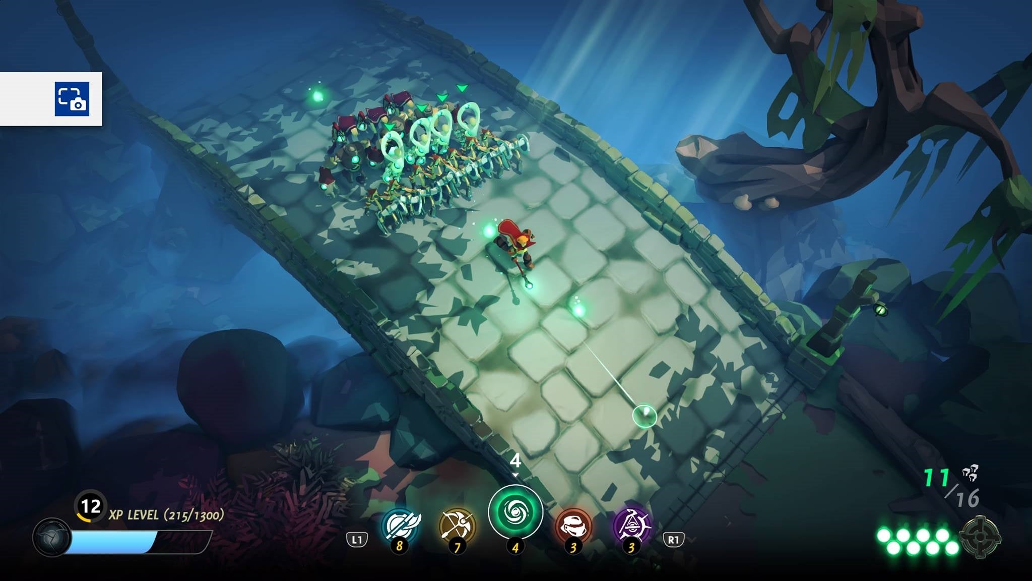 Screenshot of gameplay from Masters of Anima with character and minions.