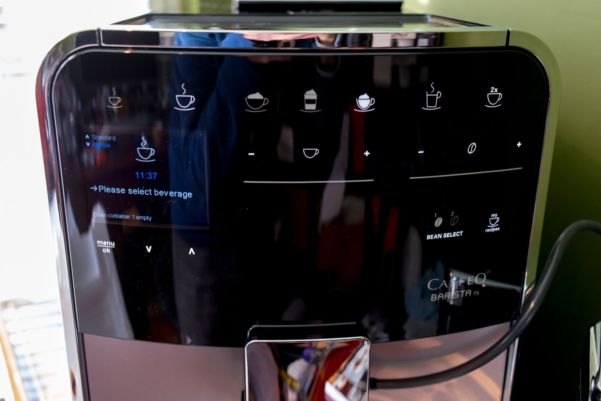Melitta Caffeo Barista TS Smart coffee machine touchscreen display.