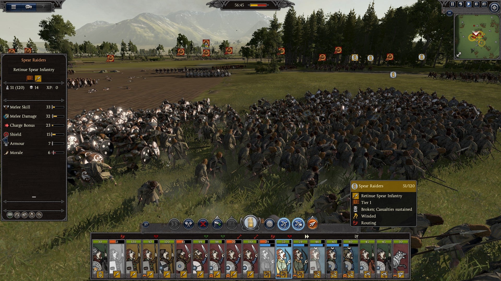 Screenshot of a battle scene in Total War Saga: Thrones of Britannia video game.