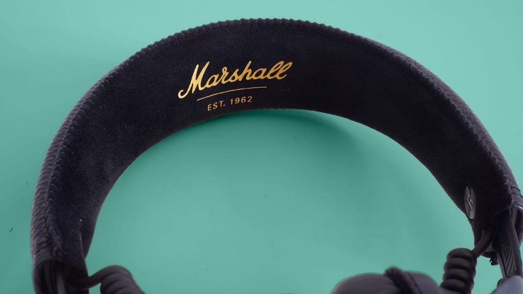 Close-up of Marshall MID ANC headphones headband with logo