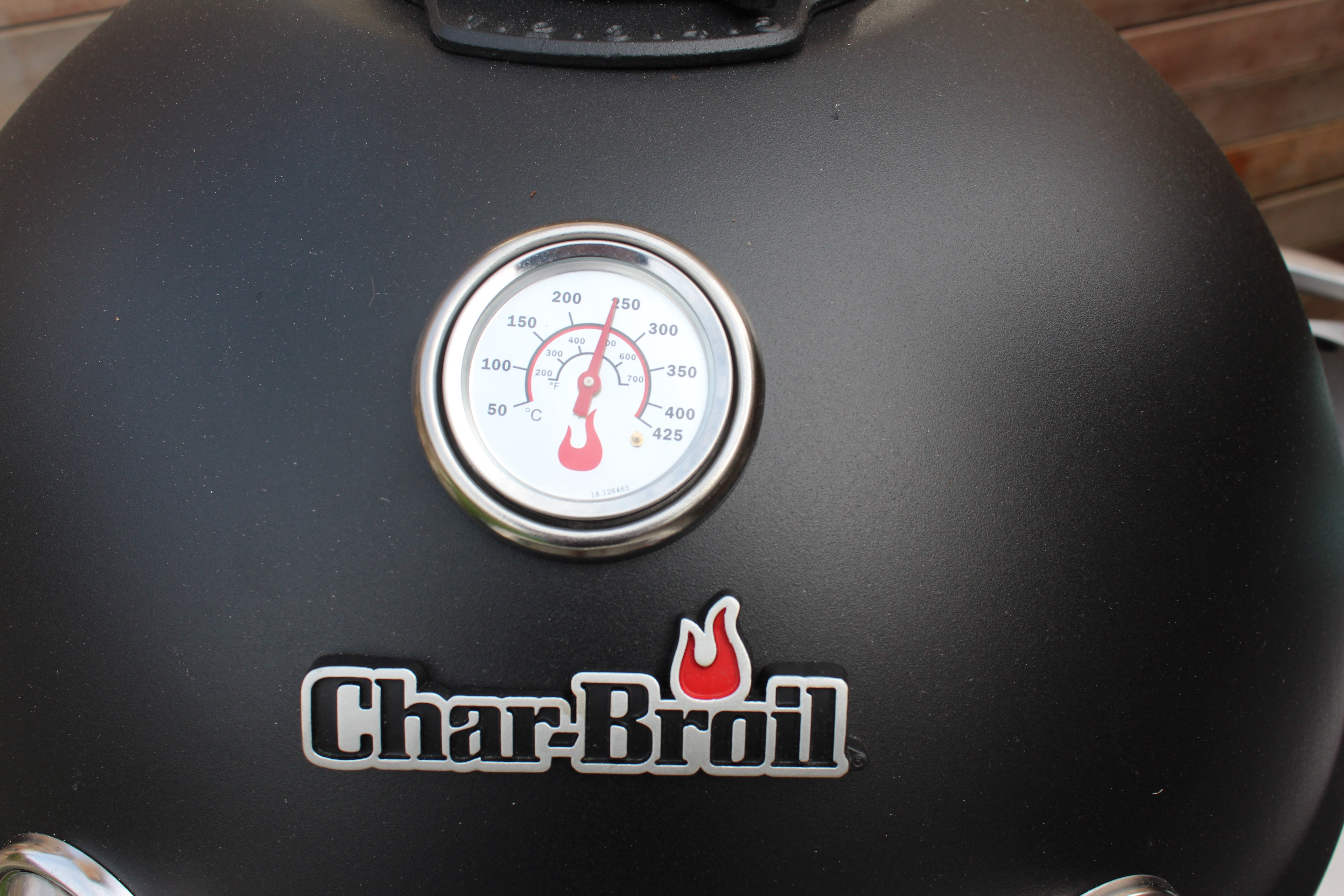 Char-Broil Kamander grill with temperature gauge.
