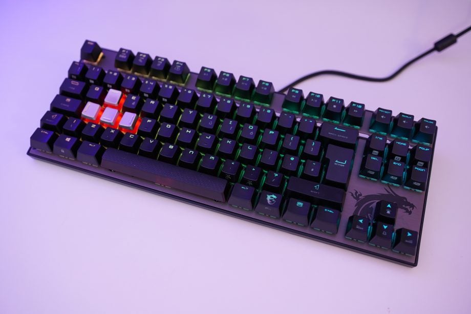 MSI Vigor GK70 mechanical keyboard with RGB lighting.